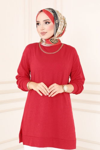 moda selvim Tunic 132BO429 Red - Thumbnail