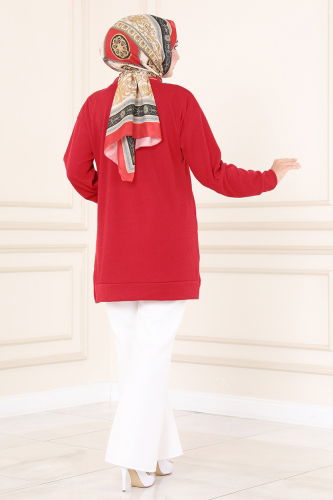 moda selvim Tunic 132BO429 Red - Thumbnail