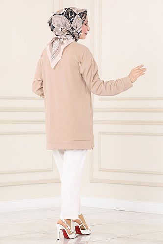 moda selvim Tunic 132BO429 Stone - Thumbnail