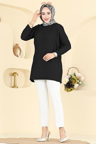moda selvim Tunic 133OZN1046 Black - Thumbnail