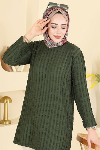 moda selvim Tunic 133OZN1046 Khaki - Thumbnail
