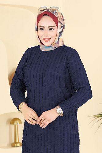 moda selvim بلوز كحلي 133OZN1046 - Thumbnail