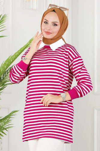 moda selvim Tunic 136BO429 Fuchsia - Thumbnail