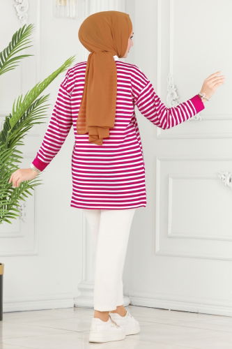 moda selvim Tunic 136BO429 Fuchsia - Thumbnail