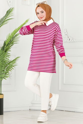 moda selvim Tunic 136BO429 Fuchsia - Thumbnail