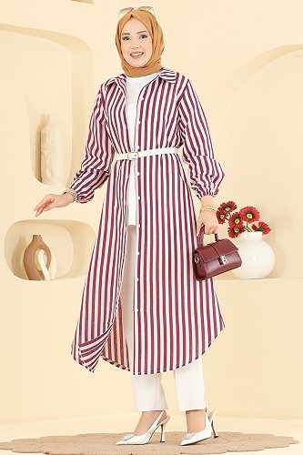 moda selvim بلوز خمري 141NZRK1200 - Thumbnail