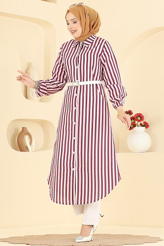 moda selvim بلوز خمري 141NZRK1200 - Thumbnail