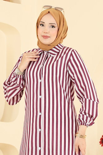 moda selvim بلوز خمري 141NZRK1200 - Thumbnail