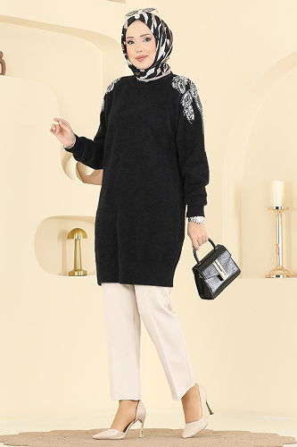 moda selvim Tunic 1426MT581 Black - Thumbnail