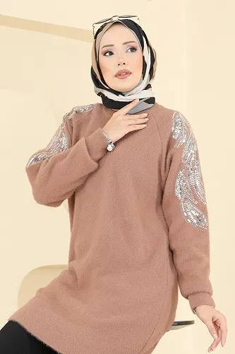 moda selvim بلوز بيج 1426MT581 - Thumbnail
