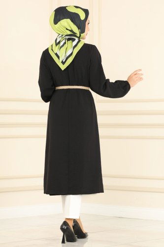moda selvim Tunic 1453MH427 Black - Thumbnail