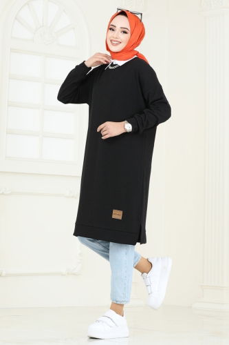 moda selvim Tunic 145BO429 Black - Thumbnail