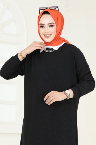 moda selvim Tunic 145BO429 Black - Thumbnail