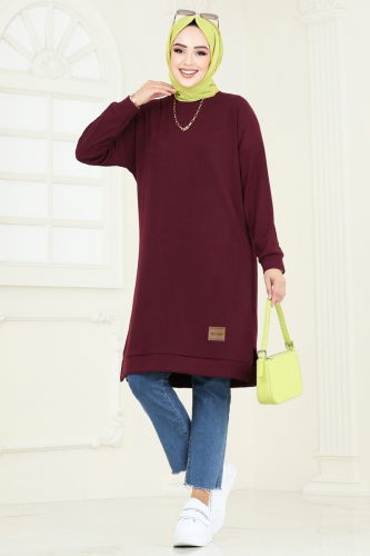 moda selvim Tunic 145BO429 Damson - Thumbnail