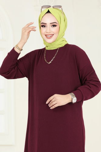 moda selvim Tunic 145BO429 Damson - Thumbnail