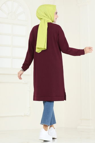 moda selvim Tunic 145BO429 Damson - Thumbnail