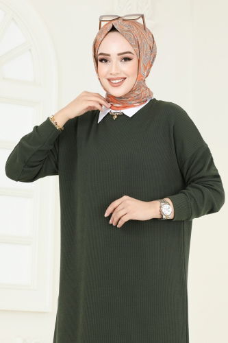 moda selvim Tunic 145BO429 Khaki - Thumbnail