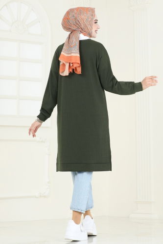 moda selvim Tunic 145BO429 Khaki - Thumbnail