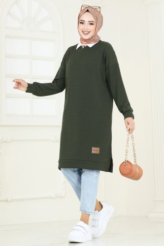 moda selvim Tunic 145BO429 Khaki - Thumbnail