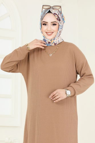 moda selvim Tunic 145BO429 Latte - Thumbnail