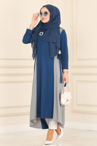 U.K.B. - Tunic 1536UKB139 Indigo&Gray