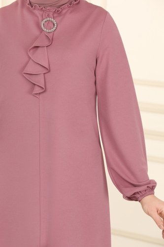 moda selvim 1599MH427 الزهري بلوز طويل - Thumbnail