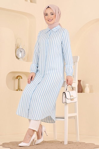 moda selvim Tunic 166NZRK1200 Baby Blue - Thumbnail