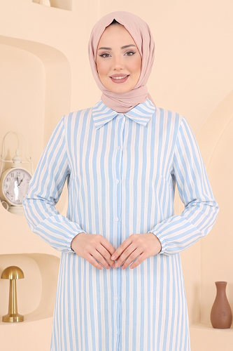 moda selvim بلوز أزرق فاتح 166NZRK1200 - Thumbnail
