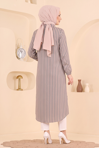 moda selvim بلوز رمادي 166NZRK1200 - Thumbnail