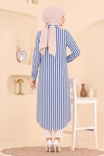 moda selvim بلوز نيلي 166NZRK1200 - Thumbnail