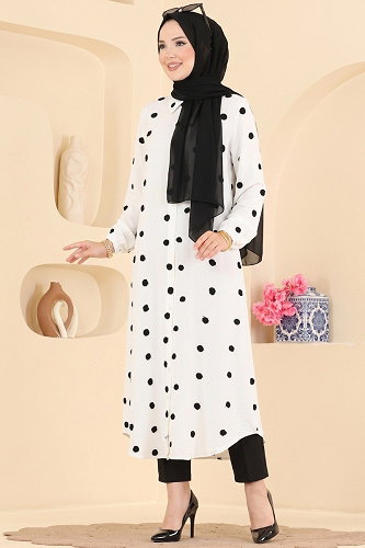 moda selvim Tunic 167NZRK1200 Ecru - Thumbnail