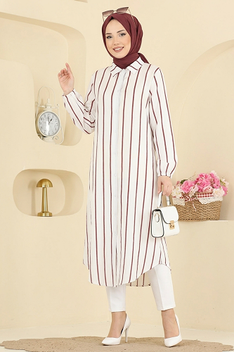 moda selvim بلوز خمري 169NZRK1200 - Thumbnail