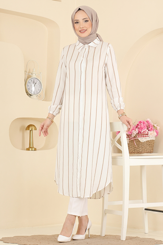 moda selvim بلوز بيج 169NZRK1200 - Thumbnail