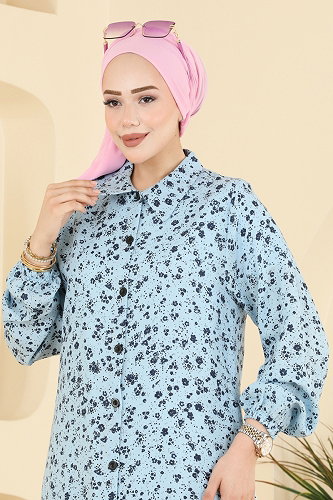 moda selvim Tunic 170NZRK1200 Baby Blue - Thumbnail