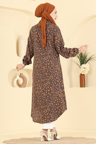 moda selvim بلوز بني 170NZRK1200 - Thumbnail