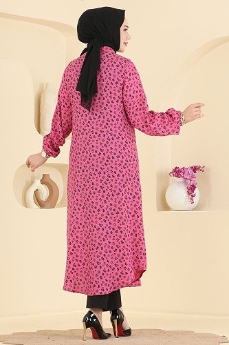 moda selvim بلوز فوشي 171NZRK1200 - Thumbnail
