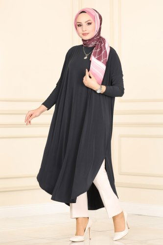 moda selvim Tunic 1735-1AF356 Anthracite - Thumbnail