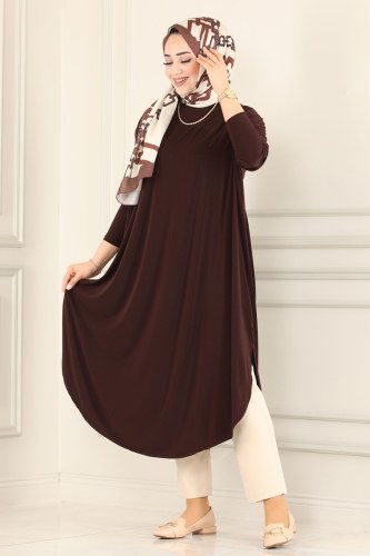moda selvim Tunic 1735-1AF356 Brown - Thumbnail