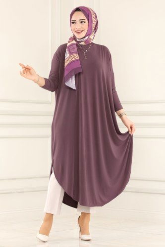 moda selvim Tunic 1735-1AF356 Dark Lilac - Thumbnail