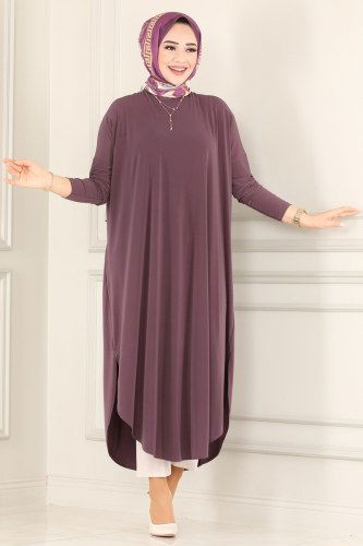 moda selvim Tunic 1735-1AF356 Dark Lilac - Thumbnail
