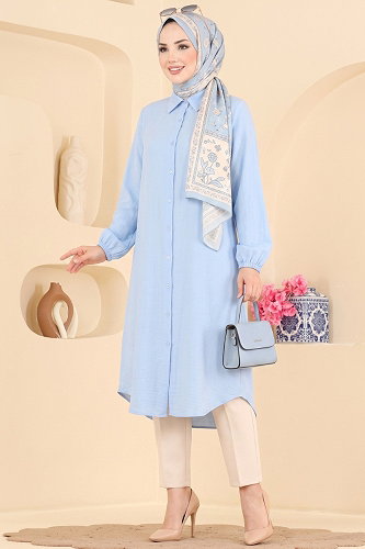 moda selvim Tunic 175NZRK1200 Baby Blue - Thumbnail