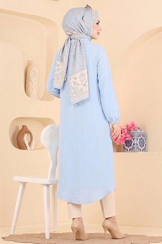 moda selvim بلوز أزرق فاتح 175NZRK1200 - Thumbnail