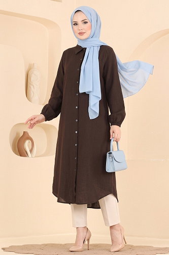 moda selvim Tunic 175NZRK1200 Bitter Brown - Thumbnail
