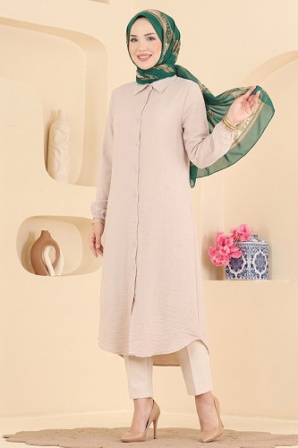moda selvim Tunic 175NZRK1200 Stone - Thumbnail