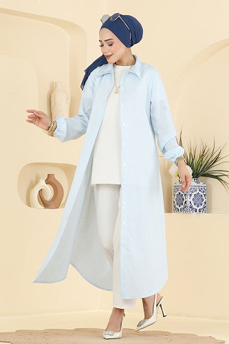 moda selvim Tunic 177NZRK1200 Baby Blue - Thumbnail