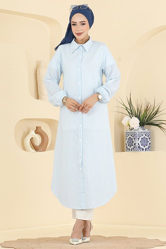 moda selvim Tunic 177NZRK1200 Baby Blue - Thumbnail