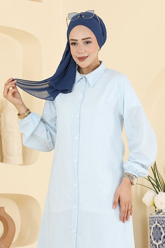 moda selvim Tunic 177NZRK1200 Baby Blue - Thumbnail