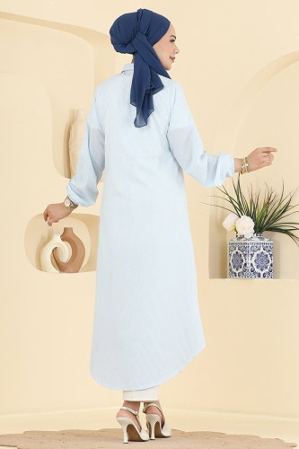 moda selvim Tunic 177NZRK1200 Baby Blue - Thumbnail