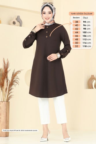 moda selvim بلوز بني 1799MH427 - Thumbnail