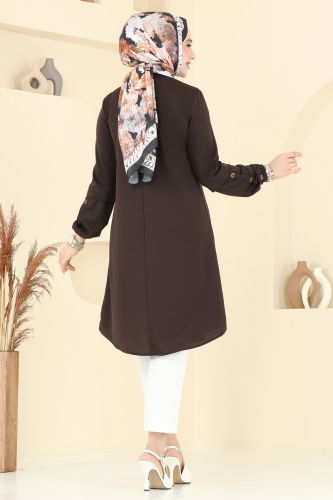 moda selvim بلوز بني 1799MH427 - Thumbnail